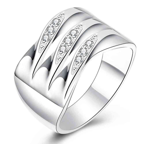 aliexpress silver plated rings for men Crystal parallel anel masculino Gift for her 783 ELY