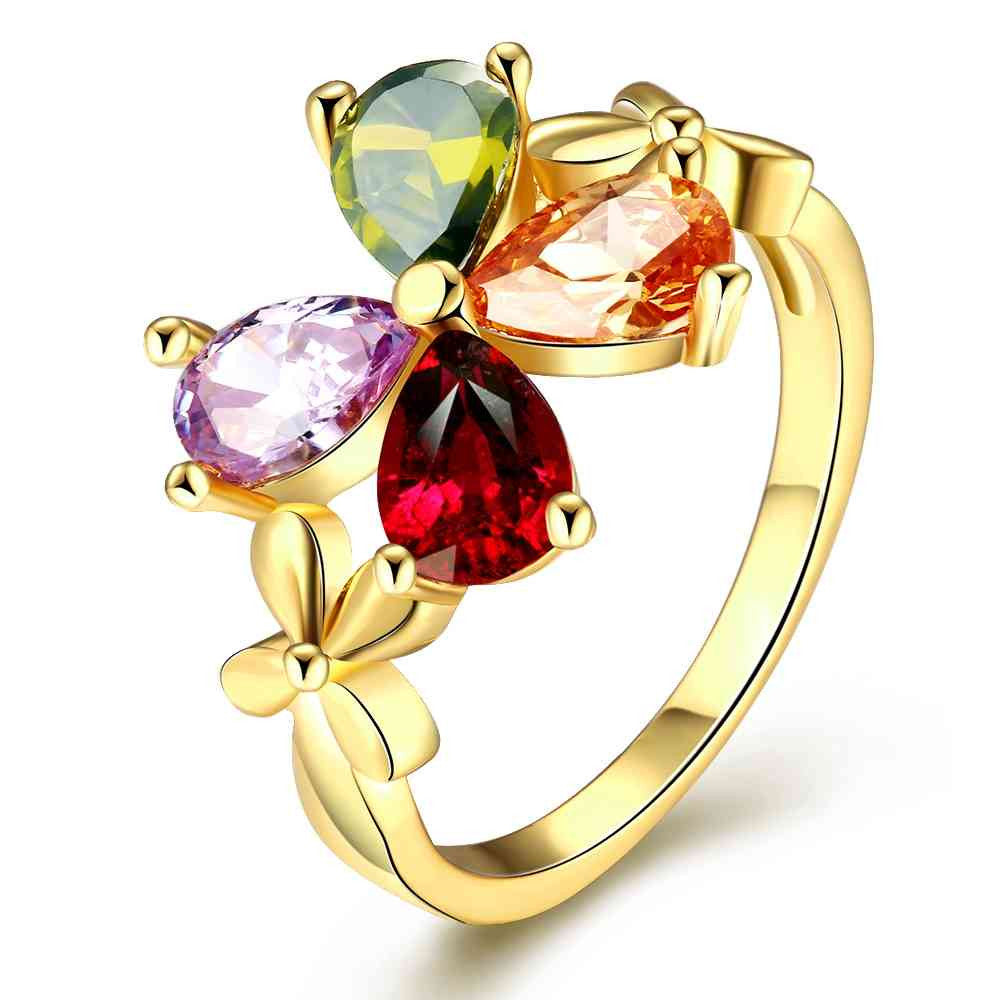 best friends 18K Gold Plating rings for men Four-color flowers aliancas jewelry177 ELY
