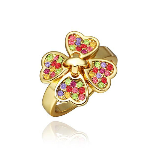 best friends 18K Gold Plating wedding ring four flower colorful anel de ouro joyas214 ELY
