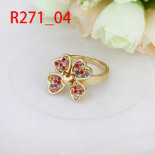 best friends 18K Gold Plating wedding ring four flower colorful anel de ouro joyas214 ELY