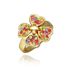 best friends 18K Gold Plating wedding ring four flower colorful anel de ouro joyas214 ELY