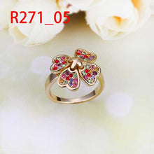 best friends 18K Gold Plating wedding ring four flower colorful anel de ouro joyas214 ELY