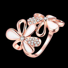 best friends 18K Gold Plating wedding rings Double flowers inlaid crystal anel de ouro Hand Madeball ELY