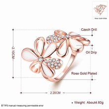 best friends 18K Gold Plating wedding rings Double flowers inlaid crystal anel de ouro Hand Madeball ELY