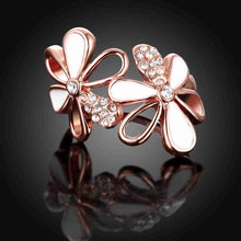 best friends 18K Gold Plating wedding rings Double flowers inlaid crystal anel de ouro Hand Madeball ELY