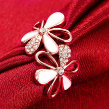 best friends 18K Gold Plating wedding rings Double flowers inlaid crystal anel de ouro Hand Madeball ELY