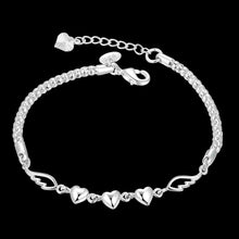 best friends silver charm bracelet Heart feather pulsera jewellery365 ELY