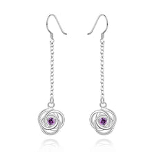 best friends silver plated earing flower purple drip drop orecchini Jewelry European Style 17 ELY