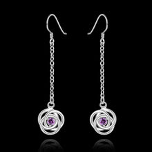 best friends silver plated earing flower purple drip drop orecchini Jewelry European Style 17 ELY