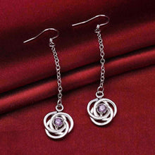 best friends silver plated earing flower purple drip drop orecchini Jewelry European Style 17 ELY