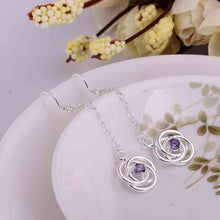 best friends silver plated earing flower purple drip drop orecchini Jewelry European Style 17 ELY
