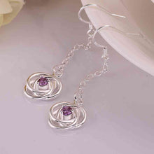 best friends silver plated earing flower purple drip drop orecchini Jewelry European Style 17 ELY