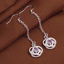 best friends silver plated earing flower purple drip drop orecchini Jewelry European Style 17 ELY