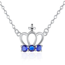 best friends silver plated necklaces & pendants crown blue stone gargantilha bijoux femme 13 ELY