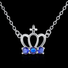 best friends silver plated necklaces & pendants crown blue stone gargantilha bijoux femme 13 ELY