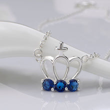 best friends silver plated necklaces & pendants crown blue stone gargantilha bijoux femme 13 ELY