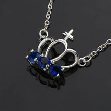 best friends silver plated necklaces & pendants crown blue stone gargantilha bijoux femme 13 ELY