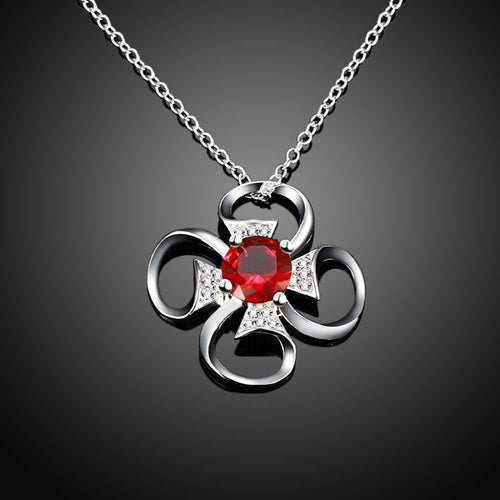 best friends silver plated pendants Fourth flower buckle collier femme ruby jewelry181 ELY