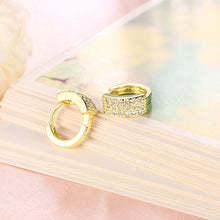 exo 18K Gold Plating earring Three rows crystal clip cufflinks jewelry 375 ELY