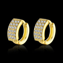 exo 18K Gold Plating earring Three rows crystal clip cufflinks jewelry 375 ELY