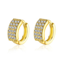 exo 18K Gold Plating earring Three rows crystal clip cufflinks jewelry 375 ELY