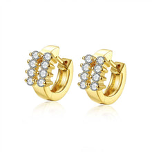 exo 18K Gold Plating earring Three rows crystal clip cufflinks jewelry 375 ELY