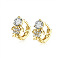 exo 18K Gold Plating earring Three rows crystal clip cufflinks jewelry 375 ELY