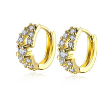 exo 18K Gold Plating earring Three rows crystal clip cufflinks jewelry 375 ELY