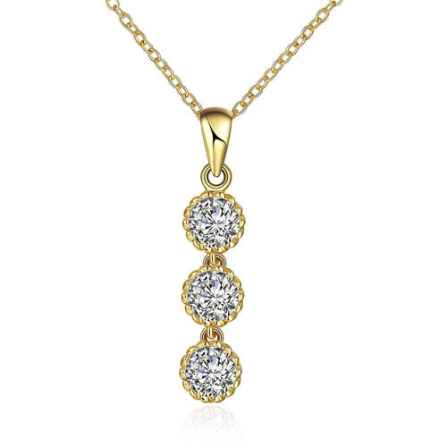 exo 18k gold plated necklace women Three Crystal collier femme love SKGN121 ELY