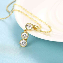 exo 18k gold plated necklace women Three Crystal collier femme love SKGN121 ELY