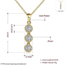 exo 18k gold plated necklace women Three Crystal collier femme love SKGN121 ELY