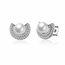 exo 925 sterling silver clip on earrings Half moon Pearl stud orecchini fine jewelry STVE 66 ELY