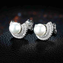 exo 925 sterling silver clip on earrings Half moon Pearl stud orecchini fine jewelry STVE 66 ELY