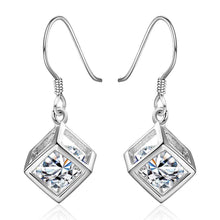 exo silver earrings Austria Crystal Square drop pendientes to us bear 278 ELY