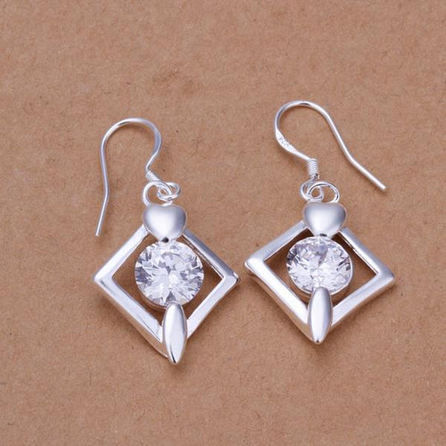 exo silver earrings Austria Crystal Square drop pendientes to us bear 278 ELY