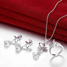 exo silver jewelry sets Dance butterfly ring + Necklace+ Earrings joyas ELY