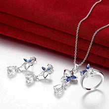 exo silver jewelry sets Dance butterfly ring + Necklace+ Earrings joyas ELY