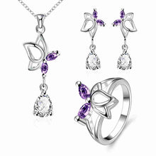 exo silver jewelry sets Dance butterfly ring + Necklace+ Earrings joyas ELY