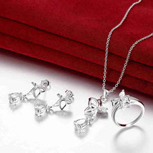 exo silver jewelry sets Dance butterfly ring + Necklace+ Earrings joyas ELY
