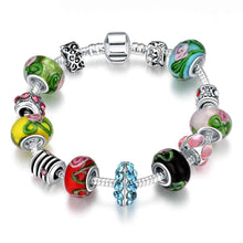exo silver plated charm bracelet Multicolored beads one direction bijoux femme ELY