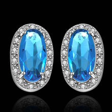 exo silver plated clip on earrings sapphire jewelry stud boucle doreille femme jewelry 393 ELY