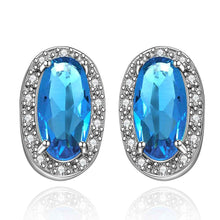 exo silver plated clip on earrings sapphire jewelry stud boucle doreille femme jewelry 393 ELY