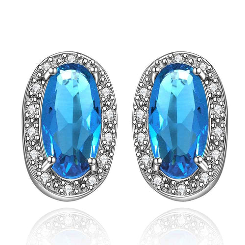 exo silver plated clip on earrings sapphire jewelry stud boucle doreille femme jewelry 393 ELY