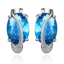 exo silver plated clip on earrings sapphire jewelry stud boucle doreille femme jewelry 393 ELY
