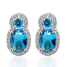 exo silver plated clip on earrings sapphire jewelry stud boucle doreille femme jewelry 393 ELY
