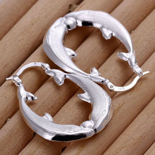 exo silver plated earrings Hollow Fish Shaped hoop brinco floating charms ELY