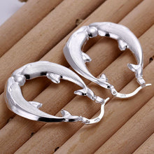 exo silver plated earrings Hollow Fish Shaped hoop brinco floating charms ELY