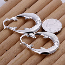 exo silver plated earrings Hollow Fish Shaped hoop brinco floating charms ELY