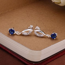 exo silver plated earrings Mouth blue stone stud brincos de festa accessories 15 ELY
