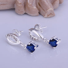 exo silver plated earrings Mouth blue stone stud brincos de festa accessories 15 ELY